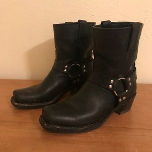 Frye Harness Boots, black, short, 9
